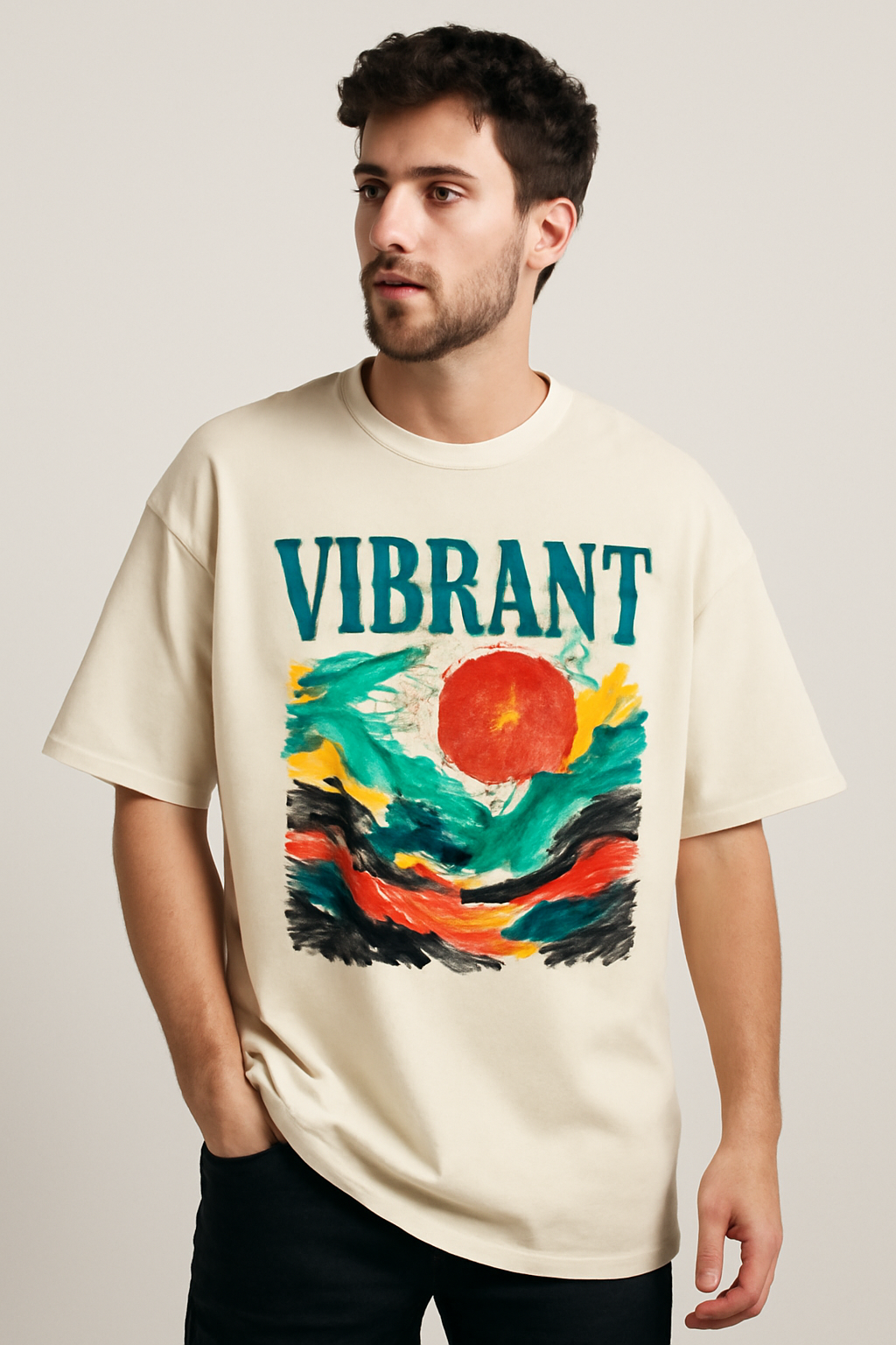 Vibrant Sunset Oversized T-Shirt